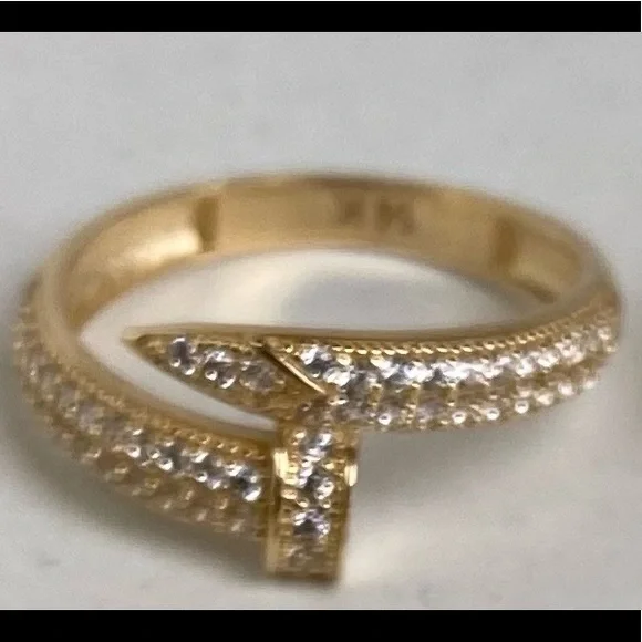 New Solid 14K Gold designer Nail Ring - Picture 5 of 16